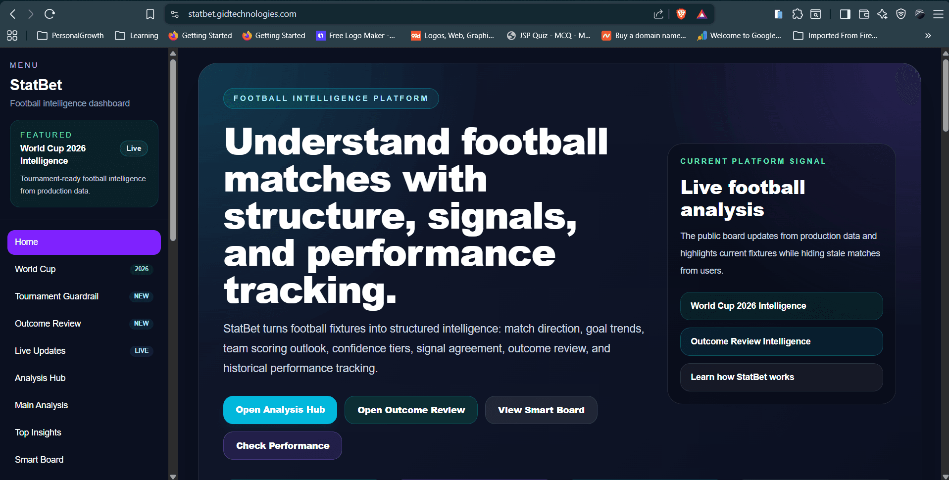 StatBet live platform screenshot